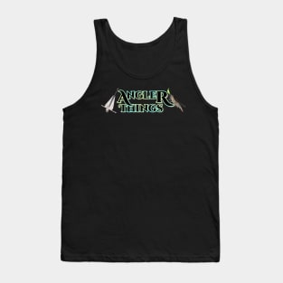 Anchored and Jiggin Angler Things - punny fishing quotes Tank Top